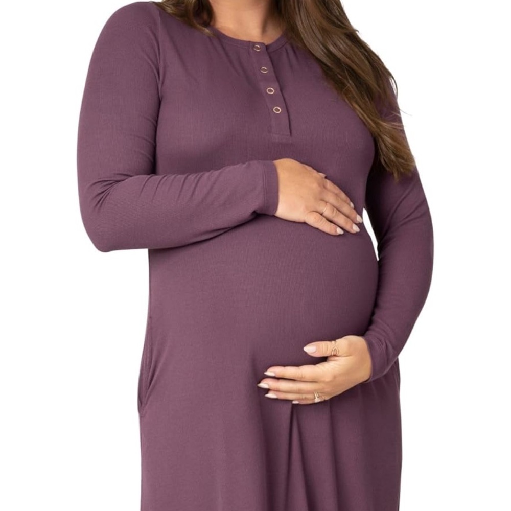 Kindred Bravely Riley Nursing / Maternity Nightgown Burgundy Plum Small